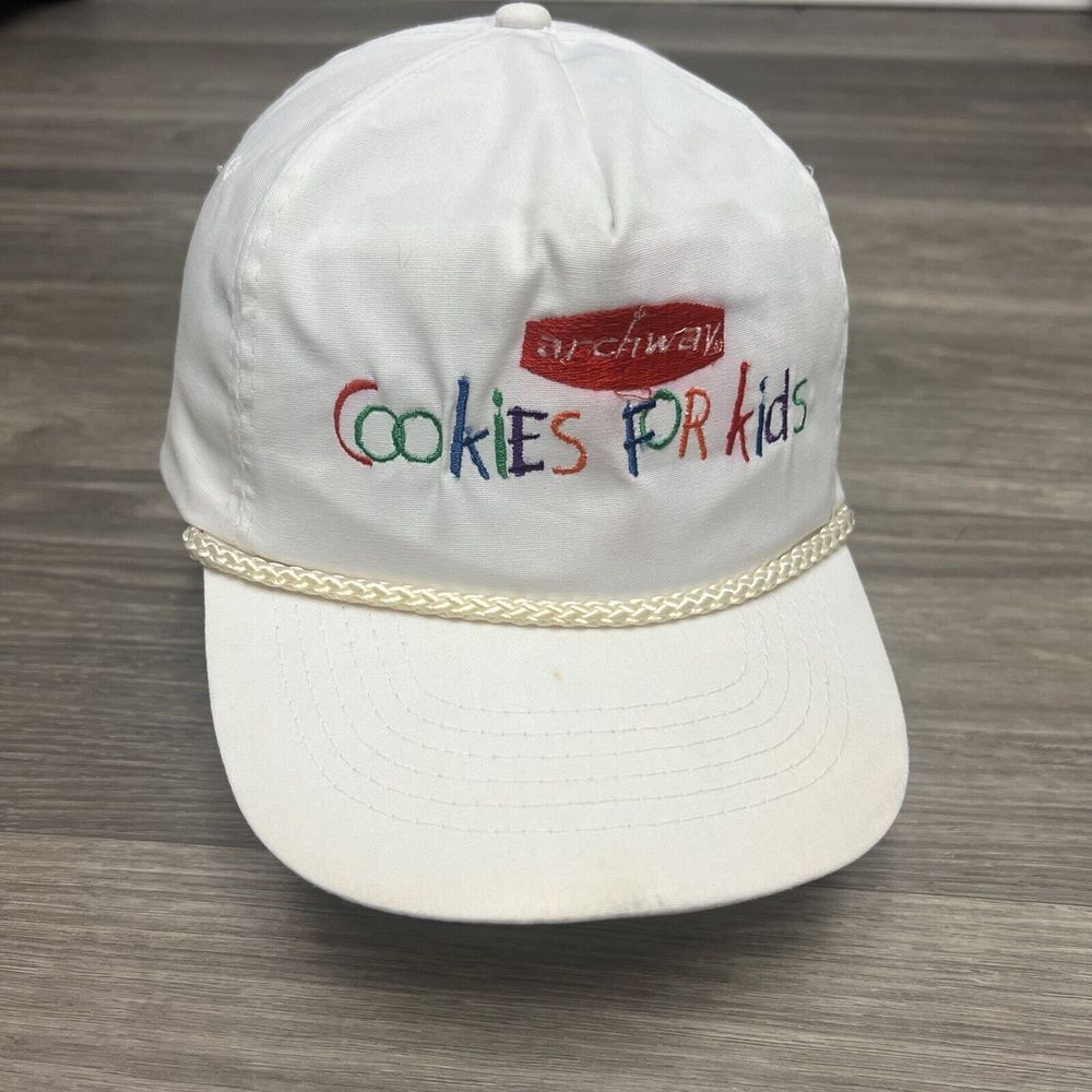 Vintage 90s Archway Cookies Snapback Hat White Food Snack‎ Promo Embroidered
